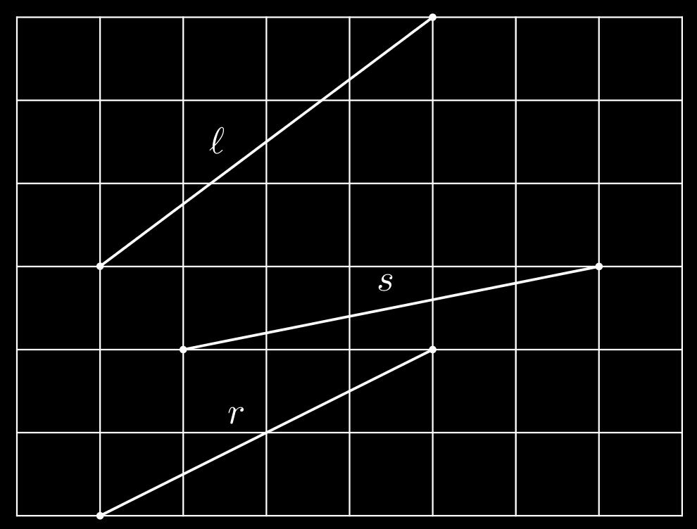 Voltando à expressão de x [0] Na figura abaixo temos três segmentos dispostos em uma malha formada por quadrados congruentes.