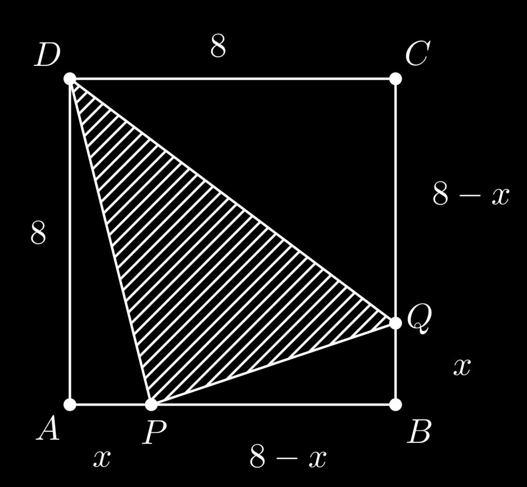 Qual o menor valor de AP para que a área do triângulo DPQ seja igual a 8?