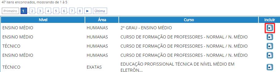 4) No campo Nome do Curso digite as iniciais do curso que você pretende recrutar os alunos (figura 19). Ex.