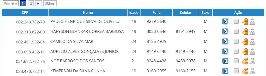 Figura 31 - Tela de filtro de candidatos 4) Selecione os alunos que atualizaram seus cadastros recentemente marcando a opção Menos de 2 meses (figura 31).