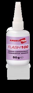 FLASH 100 COD. I264 10 gr 8034108892665 COD. I265 20 gr 8034108892672 COD. I266 50 gr 8034108892689 FLASH 100 - Univerzální kyanoakrylátové lepidlo, vhodné pro lepení různých materiálů.