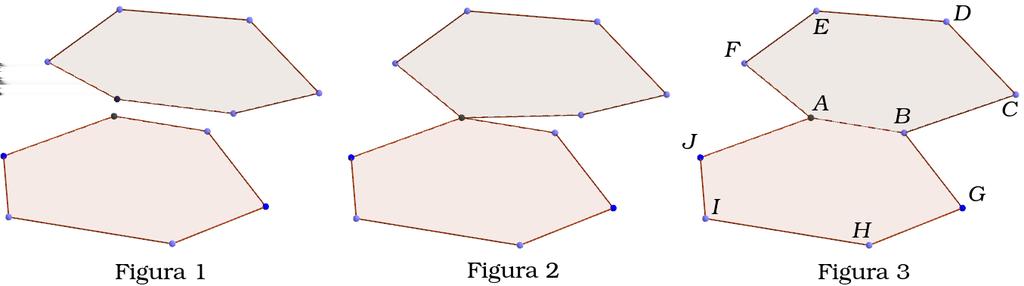 o que só é possível se V 4 = V 5 =... = 0, logo V 3 = V = 10. Assim, o poliedro possui apenas vértices nos quais incidem 3 arestas. De posse dessa informação, vamos tentar construir o poliedro.