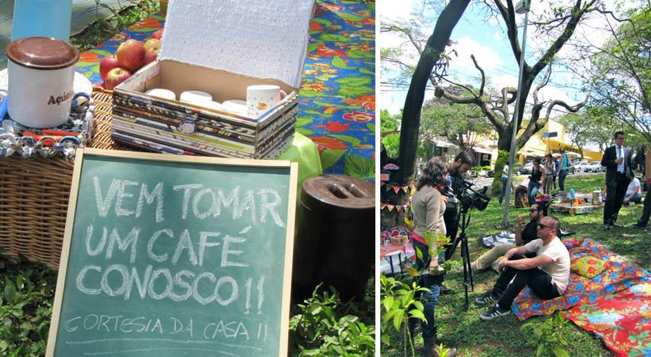 Com apoio do Projeto Conexão Cultural, a iniciativa Almoço na Praça surgiu do encontro entre vizinhos e comerciantes da Vila Madalena e convida as pessoas a usarem as praças públicas para encontros,