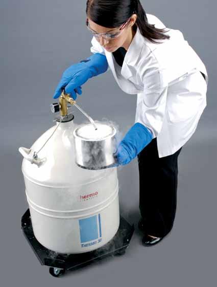 Recipientes de transferência de nitrogênio líquido Thermo Scientific série Thermo Projetada para armazenamento e dispensa de pequenas