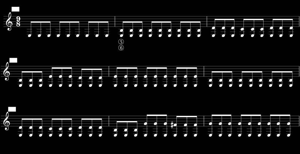 108 Ex. 5.5-1: a ação da melodia tocada na quinta corda contra o baixo pedal da sexta corda entre os c. 39 e 47.