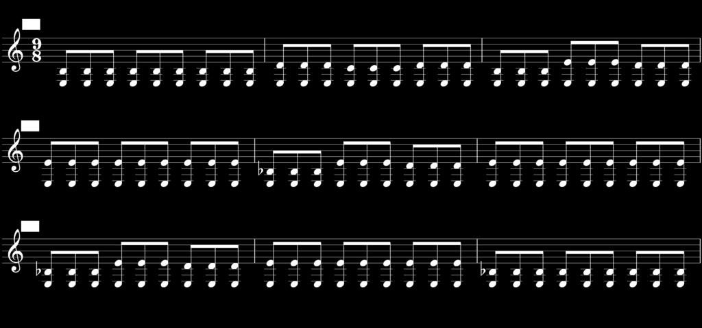 110 B: 64 Ex. 5.5-3: a ação da melodia tocada na quinta corda contra o baixo pedal da sexta corda entre os c. 54 e 62. No último trecho da seção B (c.