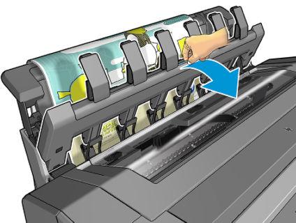 NOTA: O modo manual é automaticamente cancelado se a tampa do empilhador não for aberta dentro de 30 segundos. Você pode travá-la na posição aberta.