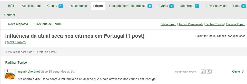 Grupos Gestão do Fórum de discussão Poderá editar e atualizar o tópico introduzido ou