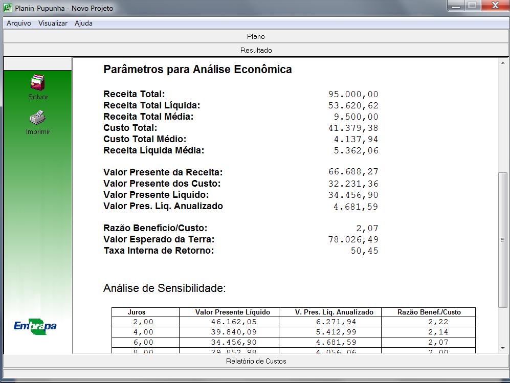 Relatório de Custos (Figuras 7) na parte inferior da tela.