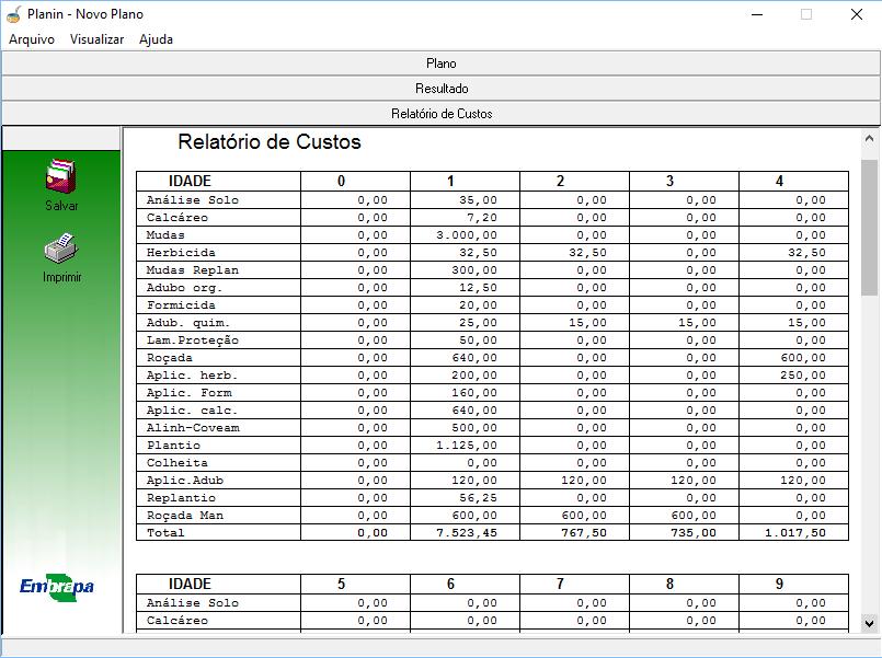 Figura 6b. Tela de Resultado informado os parâmetros para a análise econômica.