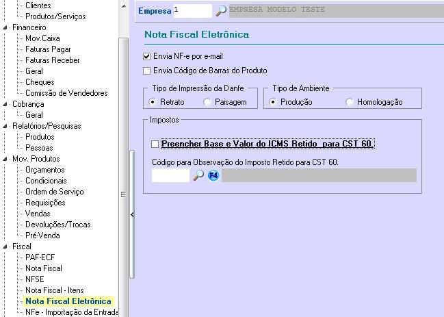 3.4.5. Acertar Parâmetros LOCAIS NF-e Deve ser acertado em qualquer máquina quer for gerar a NF-e.