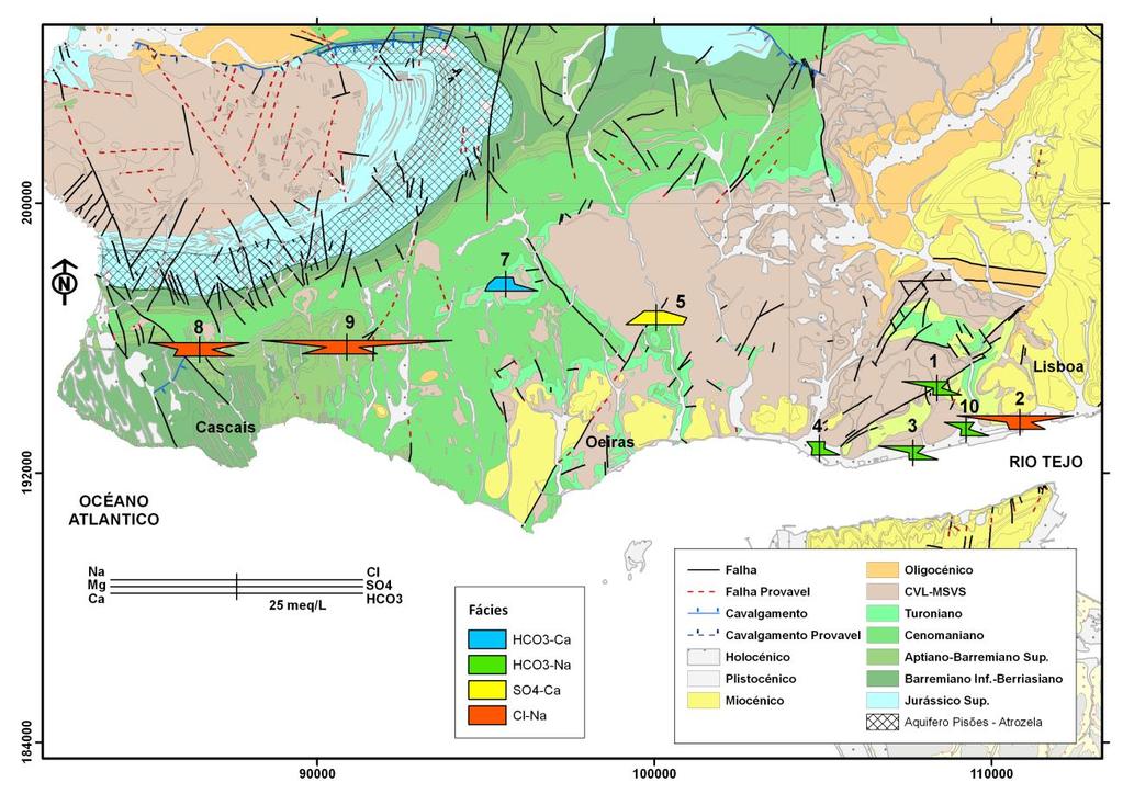 Enquadramento Climático, Geológico e Hidrogeológico A área de estudo encontra-se inserida no distrito de Lisboa e abrange os municípios de Cascais, Oeiras e Lisboa, na margem direito do rio Tejo.