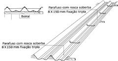 desprotegido Afastador 78 mm 50 mm 8 mm Massa de vedação Trava Peça que impede o deslizamento do canalete em coberturas.