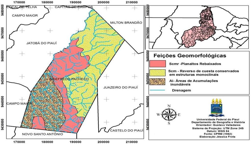 Figura 3 - Esboço geomorfológico do município de Sigefredo Pacheco-Piauí. Fonte: Elaborado por Frota, 2015.