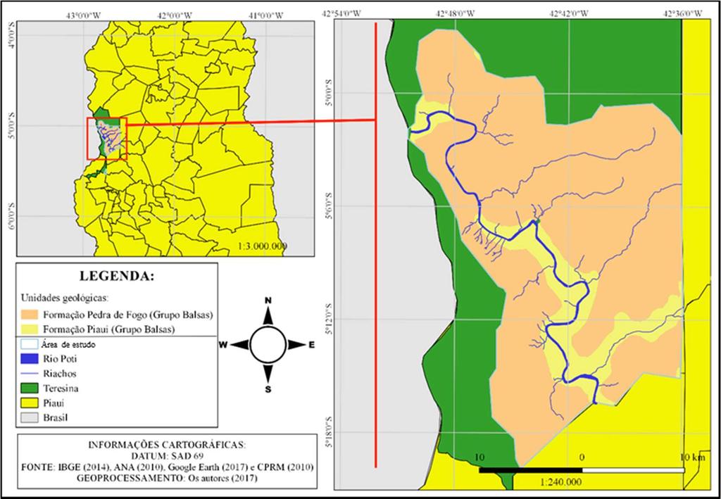 Aspectos geológicos e geomorfológicos De acordo com Almeida et al. (1977) o território piauiense integra as seguintes províncias geotectônicas: Borborema, Parnaíba e Costeira.