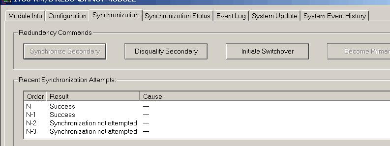 Clique com o botão direito para selecionar Module Configuration para abrir o RMCT. 20. Clique na guia Synchronization no RMCT. 21. Clique em Synchronize Secondary e, em seguida, clique em Yes. 22.