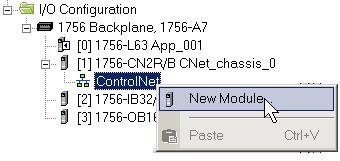 Configuração de E/S no software RSLogix 5000. 1.