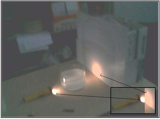 (Fig. 2), ou observando diretamente o feixe de luz da lanterna que sai através do vasilhame. Fig.