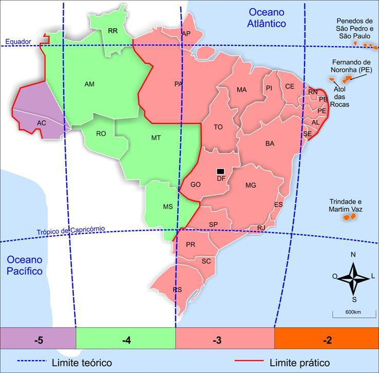 Os Fusos do Brasil O Brasil possui 4 fusos