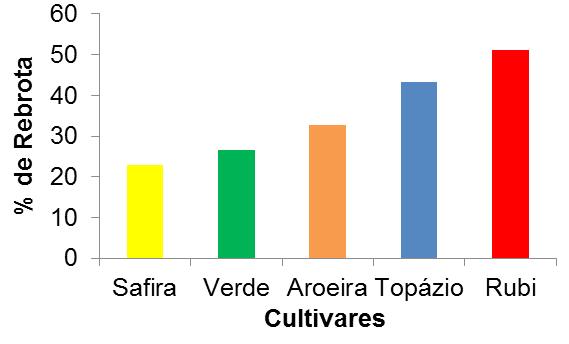 a a a b b Figura 1. Porcentagem de rebrota em relação a diferentes cultivares de algodoeiro no município de Muzambinho - MG, safra 2013/14. a Figura 2.