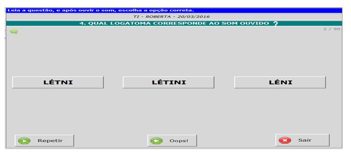 A Figura 23 apresenta a tela principal do software, com a janela da opção Parâmetros aberta. Ao se clicar nessa opção, o teste é construído. Figura 23 Apresentação da tela principal do software TP.