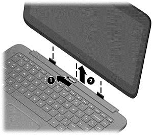 Liberação do tablet da estação de acoplamento do teclado Para liberar o tablet da estação de acoplamento do teclado, siga as instruções abaixo: 1.