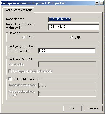 Para alterar a configuração padrão, vá para a etapa 10. 10 Clique em Configurar porta na guia Portas da caixa de diálogo Propriedades.