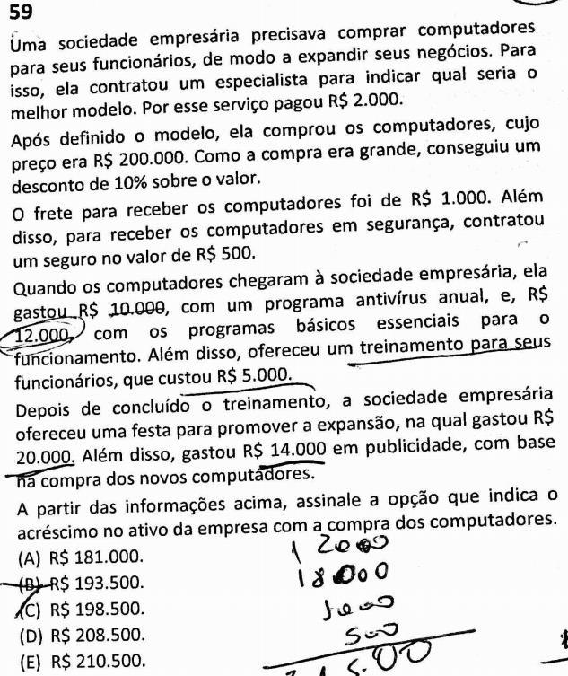 Gabarito Preliminar C 7) (FGV/SEFIN-RO/Auditor Fiscal de Tributos Estaduais/2018) Comentários: O CPC 27 apresenta o custo do Ativo Imobilizado: Custo do ativo imobilizado (CPC 27) Inclui Preço de