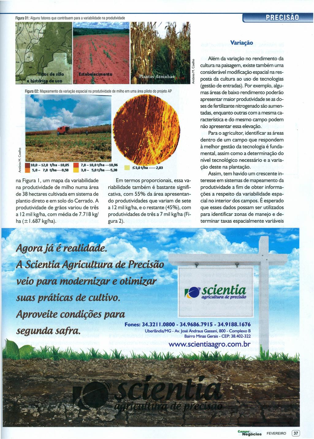 Figura 01 : Alguns fatores que contribuem para a variabilidade na produtividade Variação Rgura 02: Mapeamento da variação espacial na produtividade de milho em uma área piloto do projeto AP na Figura