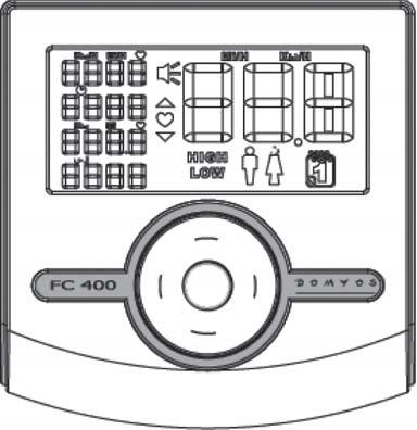 P O R T U G U Ê S CONSOLA FC 400 LEITURA 1. Leitura da VELOCIDADE de pedalagem ou da FREQUÊNCIA CARDÍACA em função das escolhas de leitura feitas pelo utilizador. 2. Leitura da DURAÇÃO do exercício.