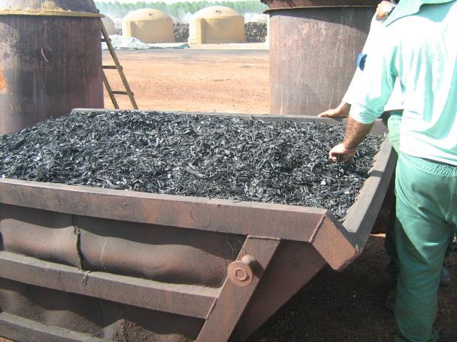 dos carbonizado, com material do solo