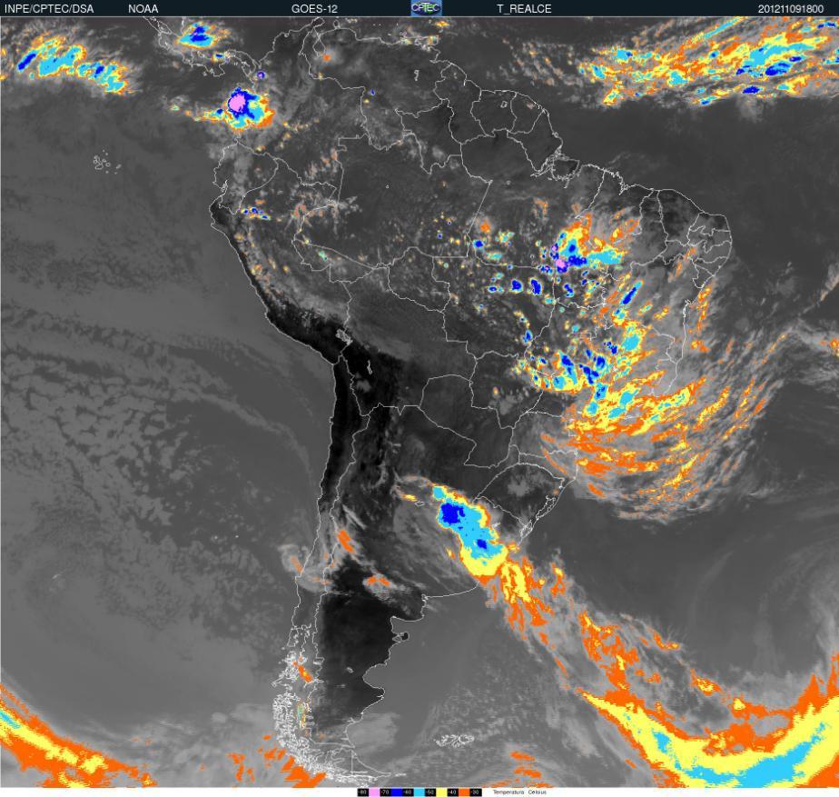 BOLETIM DIÁRIO DO TEMPO Boletim do Tempo para 09 de Novembro A frente fria no decorrer deste dia deslocou-se pela Argentina em direção ao Uruguai, conforme pode ser visto na Figura 1, provocando