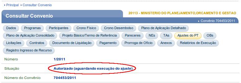 Após o usuário clicar no botão Registrar Análise, o sistema altera a situação da solicitação do Ajuste s do PT para Autorizado (aguardando execução do ajuste), conforme Figura 22.