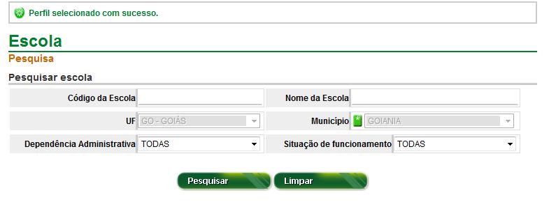 Para limpar os campos de pesquisa preenchidos, basta clicar em Limpar.