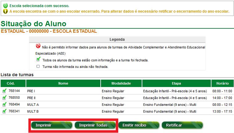 VISUALIZAR RECIBO Após encerrar o ano escolar