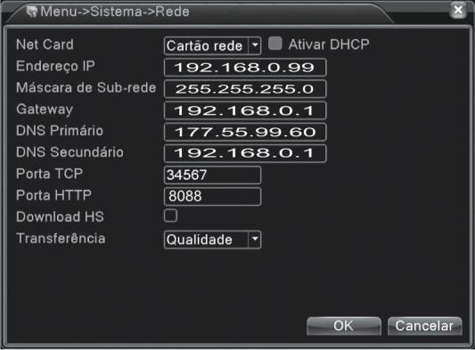 1.8 Configuração de rede Figura 4.17 Rede [Net Card] Placa de rede por cabo [Ativar DHCP] Obter o endereço IP automaticamente (não recomendado) Nota: O servidor DHCP está pré instalado.