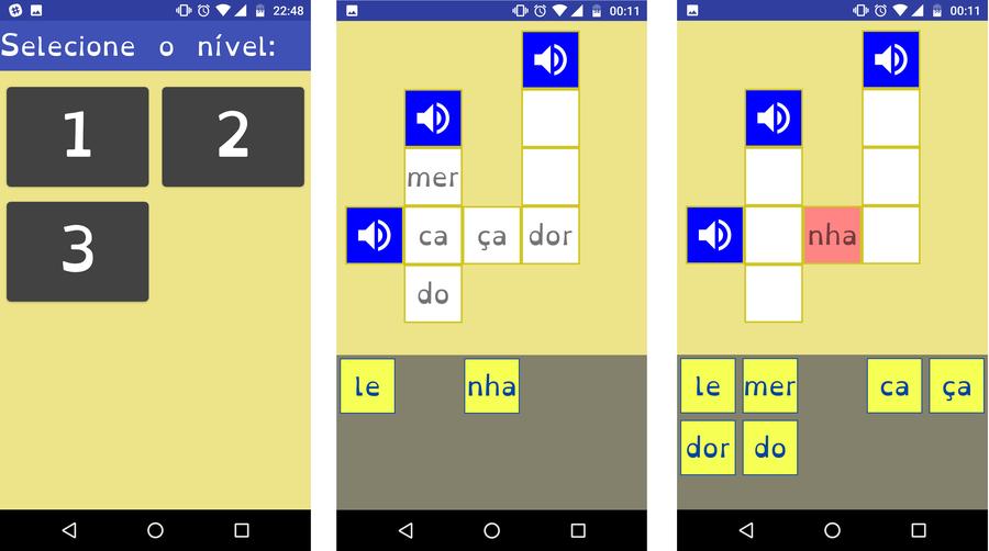 Na Figura 2 é possível observar a tela de seleção de níveis. As palavras cruzadas desenvolvidas para o aplicativo foram divididas em níveis.