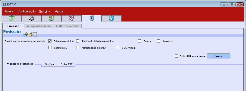 Emissão Clique na guia Impressão de Docs (impressora azul) e escolha a aba de Emissão.