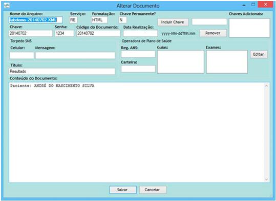 Nota: A chave deve ser cadastrada primeiramente na S_Line, através do Gerência no site.com.br. 5.4 Incluir Doc.