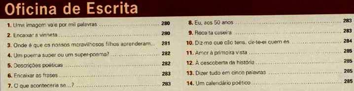 Escrita de um e-mail Ordenação e articulação de frases Crónica; legendas Redacção de anúncio Escrever poema à maneira de.