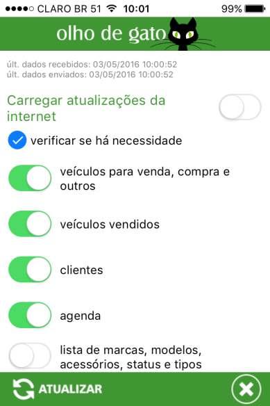 internet As atualizações dos dispositivos móveis são realizadas quando o usuário desejar. Os dados são carregados e salvos nos aparelhos.