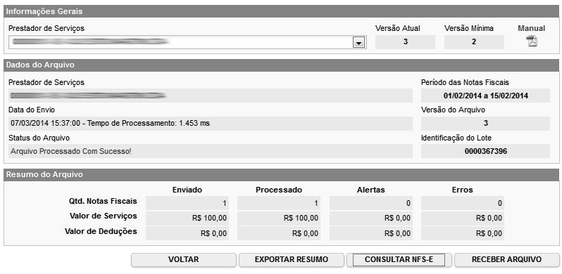 Página 95 de 103 Clique em Confirmar e Gravar para efetivar a conversão dos RPS em NFS-e.