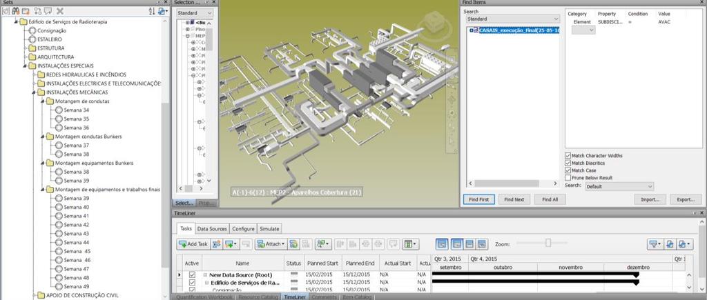especialidade AVAC, pela leitura do parâmetro SUBDISCIPLINE e dos comandos do Find Items. Figura 81 Seleção da categoria AVAC e ambiente no Navisworks.