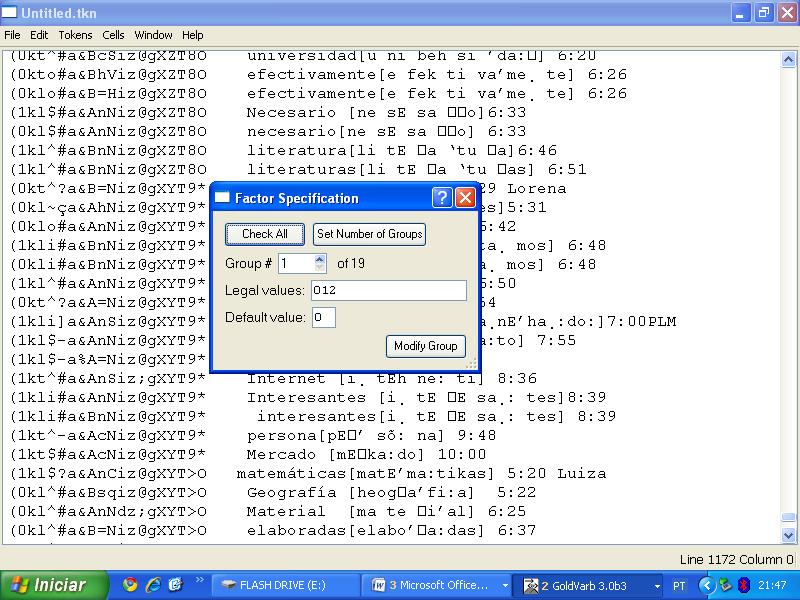 151 Em tokens, geramos os fatores de especificação (Generate factor specifications).