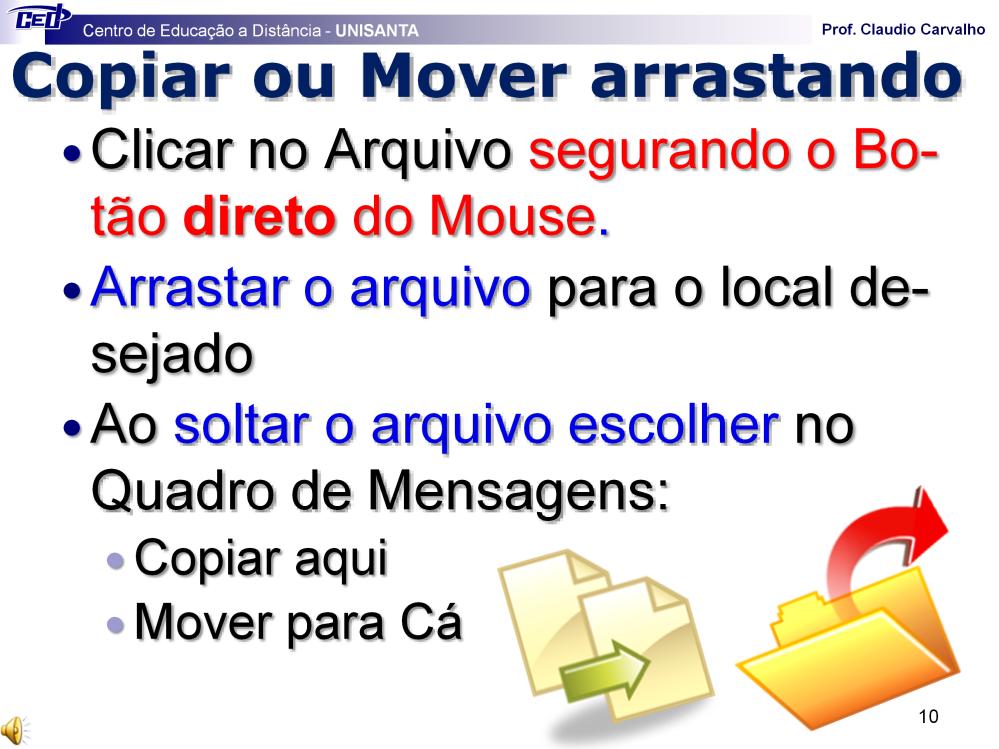 Segurar o Botão Direito do Mouse quando um arquivo é arrastado é a melhor opção, visto que permite ao usuário escolher se deseja copiar ou mover, a partir de um Quadro de Diálogos bem claro.