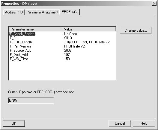 Opcional PROFIsafe S11 Colocação em operação 5 A figura abaixo mostra a janela "Properties" para uma unidade PROFIBUS.