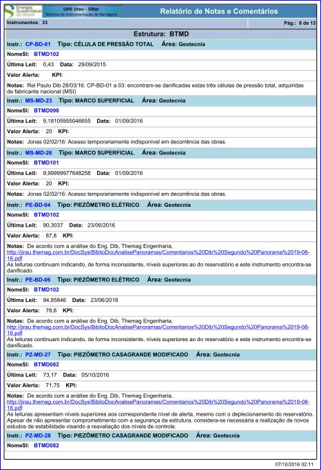 situações operativas, como situação operacional, status de alerta,