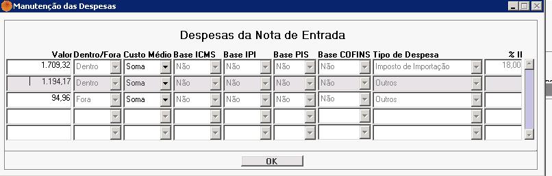 Se não marcadas as opções deverá informar esses dados manualmente na nota fiscal de entrada.