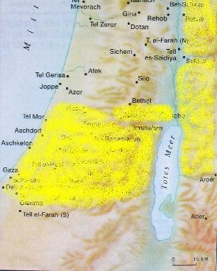 da Palestina sob comando de Josué O norte da