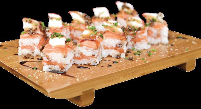sushi prensado 234- BATERAMAKI DA CASA (10 UNID.) Sushi prensado de arroz, coberto por salmão e atum batido, cream cheese e flocos de tempurá. 36 235- BATERA (10 UNID.